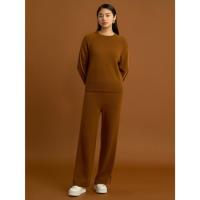 保暖服饰、限尺码：鄂尔多斯 1980 秋冬纯羊绒圆领时尚拼色女套衫
