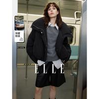 ELLE 大翻领保暖羽绒服女2025年冬季都市通勤风立体大口袋外套