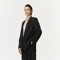 LESS 江南布衣女装丨秋款双边开叉羊毛西装外套简约宽松外套女