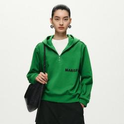 玛丝菲尔 Marisfrolg 时尚绿色连帽女式卫衣
