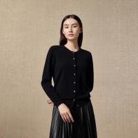 保暖服饰：鄂尔多斯 1980 秋冬纯羊绒圆领基础款女开衫羊绒衫