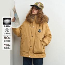 a02 学院风派克羽绒工装大毛领加厚保暖2025冬户外90绒羽绒服