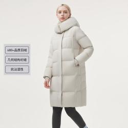 坦博尔 高充绒量长款羽绒服女可脱卸帽加厚时尚轻暖冬外套
