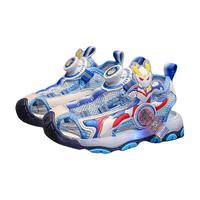 HEACOOA男童凉鞋夏季2023新款儿童旋转扣运动鞋软底沙滩鞋童鞋发光灯鞋 湖蓝 26