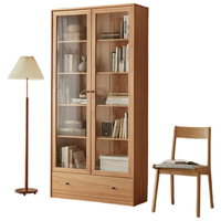 LINSY 林氏家居 全实木书柜落地靠墙客厅玻璃门书橱家用书房林氏木业PK1X PK2X-A1.0米书柜
