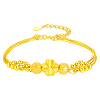 老凤祥四叶草黄金手链女款足金转运珠手串女士实用 【今/次日达】足金四叶草+赠足银手链