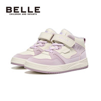 百丽（Belle）童鞋男童运动鞋棉鞋春秋新款儿童鞋女童防滑软底加绒休闲高帮板鞋 BL4405紫色 26 适合脚长16.9cm