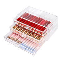 桌面口红收纳盒亚克力透明唇釉抽屉整理架防尘梳妆台化妆品置物架