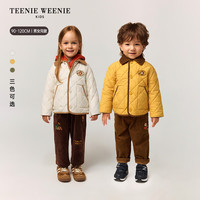 Teenie Weenie Kids小熊童装25年秋冬男女宝刺绣翻领棉服外套 米白色 110 cm