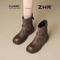 ZHR则则裤管洋气旅游堆堆靴2025废土风小短靴百搭ins女靴短筒
