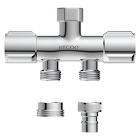 科固 角阀三通分水器一进二出双出水 洗衣机水龙头一分二转换接头K6024