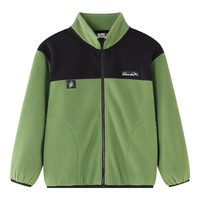 迪士尼童装女男童撞色运动外套2024春秋装儿童户外休闲帅气外套 格绿 110