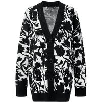 BCBGMAXAZRIA 【初剪羊毛混纺】浮花梦境撞色提花针织衫开衫外套25秋冬