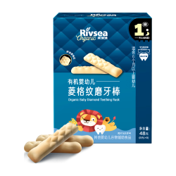 禾泱泱 婴幼儿有机菱格纹磨牙棒 宝宝零食6个月以上 高钙出牙棒原味48g 1阶-有机菱格纹磨牙棒原味