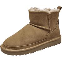 意尔康 女鞋套脚舒适雪地靴加绒保暖百搭时尚女靴 26298W 棕色 37