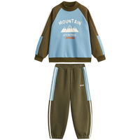 马骑顿 MQD【上衣+裤】童装男大童23冬撞色运动学院风套装 军绿 160cm