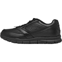 斯凯奇(Skechers)男鞋秋冬皮鞋男商务休闲鞋男低帮系带缓震软底耐磨通勤鞋 黑色 42