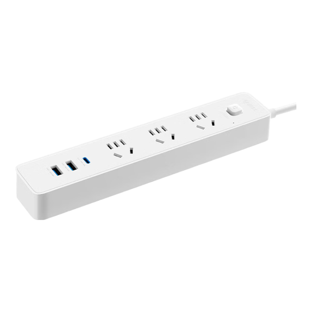 公牛 小白系列 GNV-UU4203 快充插排 三位五孔+3USB+Type-c 白色