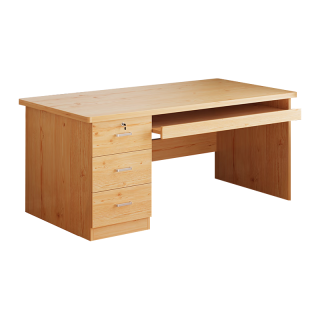 移动端、京东百亿补贴：木匠印记 电脑桌办公桌椅一套台式实木生态板书桌家用写字台带主机位抽屉 单抽灰色100CM 单桌