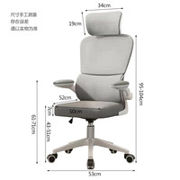星恺 BG832 人体工学电脑椅 白框灰网头枕款