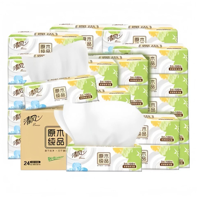 Breeze 清风 原木就你系列 3层100抽*24包