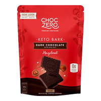 CHOC ZERO果仁黑巧克力排块 0蔗糖无糖醇纯可可脂坚果美国代餐零食 黑巧榛子海盐排块 袋装 170g