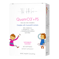 比利时WHC小精灵 rTG结构儿童DHA高纯度鱼油 γ-亚麻酸磷脂酰丝氨酸 记忆专注力60粒