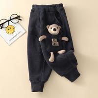十月妈咪 冬装新品男童裤子儿童中小童冬季复合绒长裤保暖舒适百搭束脚裤