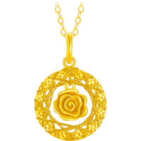 周大福爆闪玫瑰花园足金首饰黄金吊坠(工费:380计价)EOF1235 足金 约3.00g