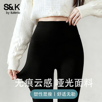 班尼路 S&K打底裤女2025年秋冬季女装紧身收腹提臀芭比高腰鲨鱼裤 黑#纯色   M