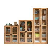 源氏木语儿童家具实木儿童书柜落地组合书架现代简约橡木收纳柜家用储物柜子 【双门-1.35米高】0.8米中书柜