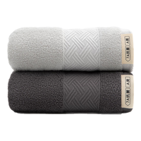 三利新疆棉7A抗菌毛巾纯棉100%纯棉加厚柔软吸水男士女2条洗脸面巾 7A抗菌长绒棉-深灰+浅灰