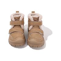 天美意儿童运动鞋女童加绒二棉鞋小孩高帮毛毛鞋大童  卡其色   36码