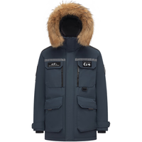 波司登(BOSIDENG)极地极寒90鹅绒短款羽绒服男女款工装毛领保暖外套 中山青5870 XL 175/96A