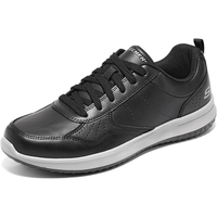 斯凯奇（Skechers）男士绑带商务休闲鞋透气耐磨210835 黑色/白色/BKW 41 