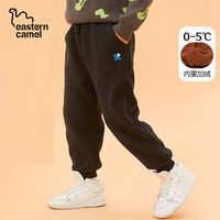 东方骆驼冬季摇粒绒童装裤子加绒加厚秋冬长裤男女童休闲裤子秋冬 黑色 100
