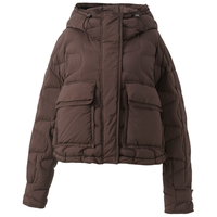 【2024年冬季】防风连帽外套女白鹅绒面包服短宽松羽绒服M