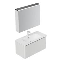 JOMOO 九牧 卫浴现代奶油风小户型浴室柜组合铝合金家用洗漱台陶瓷洗手盆