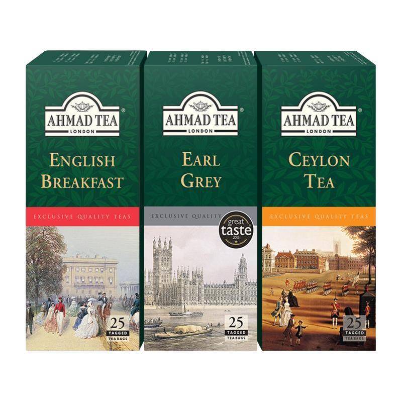 AHMAD TEA亚曼伯爵早餐斯里兰卡锡兰红茶办公室袋泡茶包25包