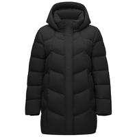 坦博尔2024冬季休闲时尚百搭可脱卸帽羽绒服加厚短款女TBF510560D 黑色 160/84A