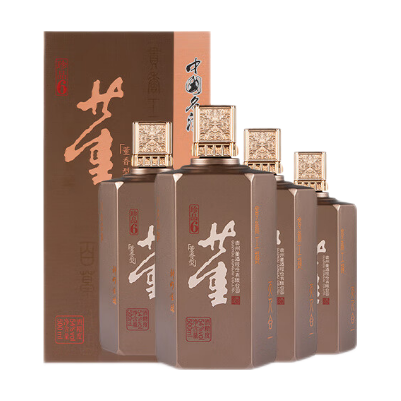 董酒珍品6号（六合） 54%vol 董香型白酒500ml*4瓶整箱装【报价价格评测