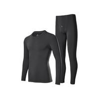 金利来男士保暖内衣男绵羊毛加绒加厚中高领冬季防寒发热秋衣秋裤套装 350g中厚101-深花灰 XL