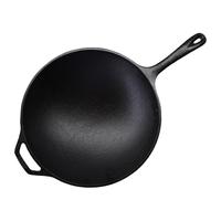 美国进口Lodge铸铁炒锅圆底无涂层不易粘 中式炒菜锅 31cm L12SF