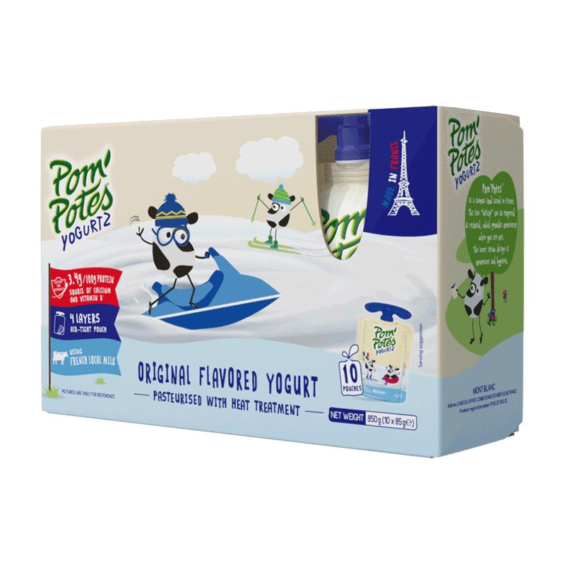 POM'POTES 法优乐 pompotes法国原装进口法优乐儿童原味酸奶1-3岁宝宝零食85g*10袋