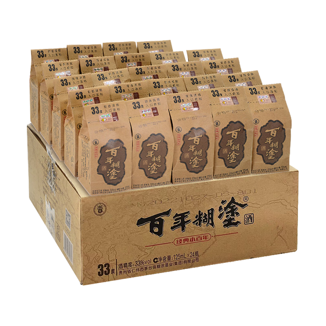 百年糊涂 经典小百年 33度浓香型白酒125mL 24瓶 +送马年礼盒