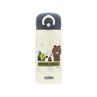 膳魔师(THERMOS)316L不锈钢保温杯保冷杯联名图案款水杯 TCMO Line Friend露营-奶油白 350ml