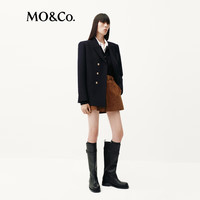 MO&Co.【C+系列】西装2025冬防静电绵羊毛复古垫肩外套MBE4BLA009 蓝黑色 L /170