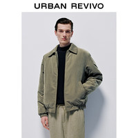 UR2025冬季男装休闲翻领双拉链棉服宽松外套UUY150002 深棕绿 XL