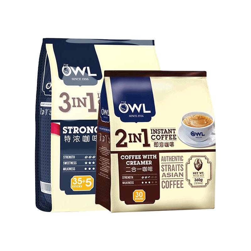 OWL 猫头鹰 速溶咖啡组合装 2口味 70条（特浓咖啡40条+无蔗糖咖啡30条）