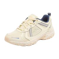 Skechers斯凯奇2021秋冬新款女网布拼接复古运动鞋绑带缓震跑步鞋149820 OFNV/米白色/海军蓝色 39